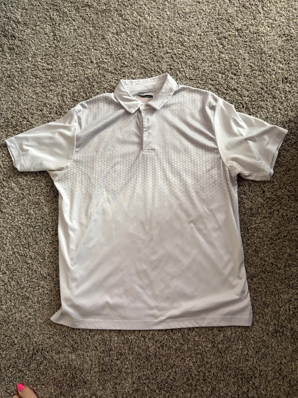 PGA Tour White Men's Polo with Subtle Chevron Texture